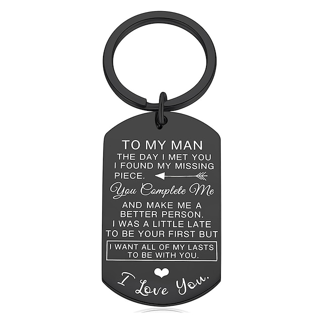 Valentines Day Gifts for Men To My Man Car Keychain Anniversary for Him Husband Gifts from Wife Birthday Gifts for Boyfriend Groom Fiance Engagement Wedding Present Jewelry Key Ring 1PCS #8983372