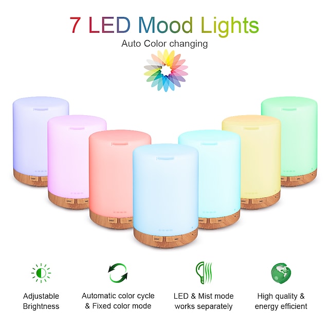 300ml Essential Oil Diffuser Ultrasonic Aromatherapy Scented Diffuser Humidifier for BedroomBaby RoomSpa with 7 LED Color Lights and Waterless Auto Shut-Off BPA-Free #9007978