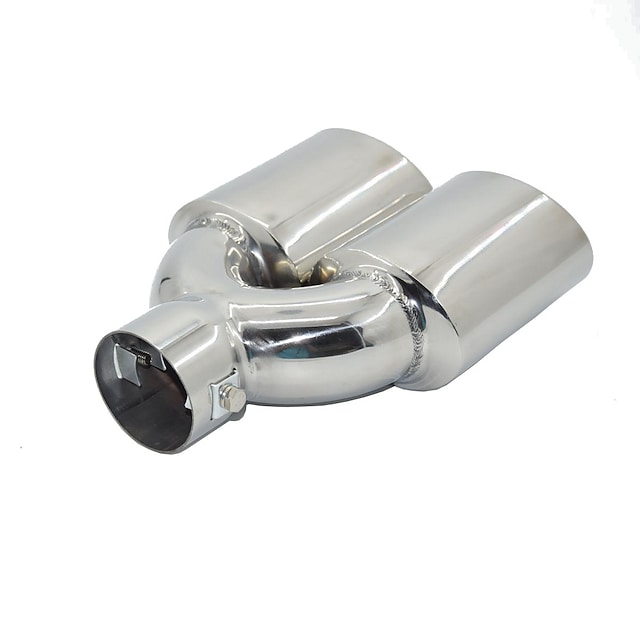 Universal Exhaust Mufflers Chrome Stainless Oval Steel Car Exhaust Dual Tailpipe Tips 60mm #7120030