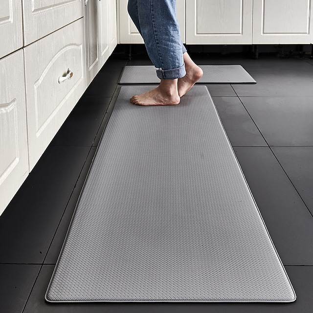 Thickened Pu Leather Floor Mat Waterproof Oil-proof Slow-rebound Floor Mat Long Strip Household Waterproof Non-slip Mat Can Be Scrubbed #8983702