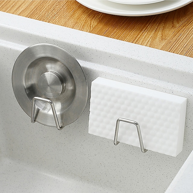 304 Stainless Steel Sponge Drain Rack Kitchen Sink Sink Wall Hanging Free Perforated Steel Wire Ball Rag Storage Rack #8791653