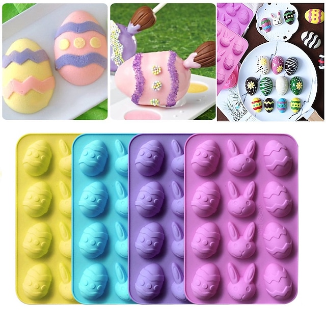 Easter Rabbit Bunny Silicone Cake Mold Easter Egg Chicken Cake Decorations DIY Baking Mold Bakeware Trays Cupcake Topper Decoration French Dessert Fondant Mousse Cake Mold #9009679