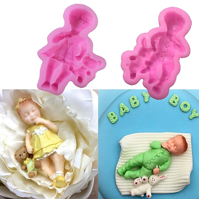 3D Boy Girl Silicone Mold Baby Party Fondant Cake Decorating Tools Cupcake Chocolate Baking Tools #7762611