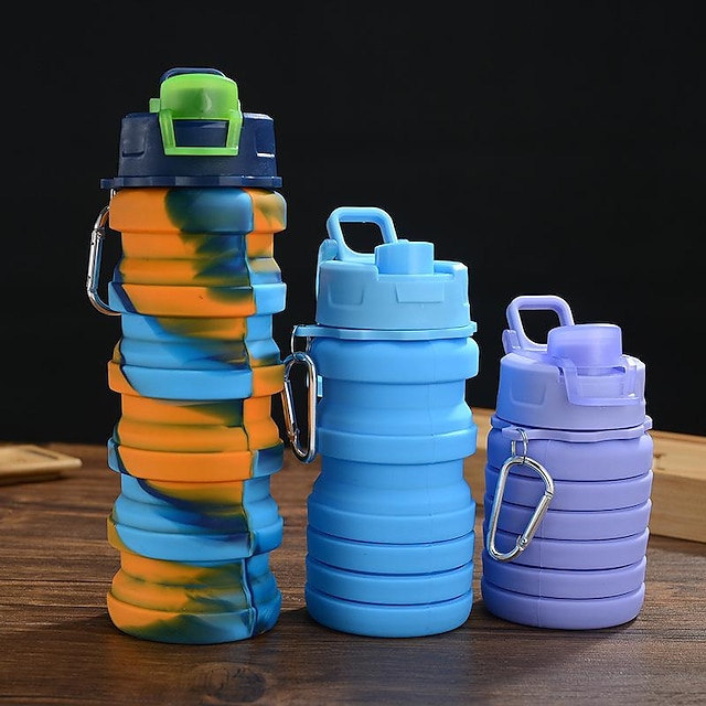 Creative Silicone Folding Water Cup Outdoor Sports Portable Water Bottle Cycling Sports Large Capacity Portable Water Bottle Gift #9019333