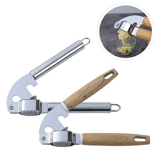 Garlic Cutter Steel Stainless Crusher Home Grater Novelty Masher Kitchen Presses Tool Wooden Handle Detachable Design Garlic Tool #8823271