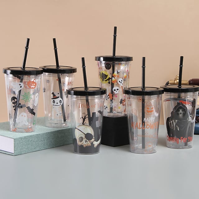 Halloween Themed Straw Cup Double-layer Insulation American Cartoon Accompanying Cup #8849997