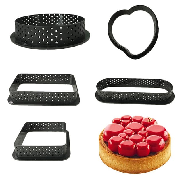 Tart Ring Tartlet Molds French Dessert Mousse Cake Mould Cake Baking Cake Decor Perforated Round Mold Ring Kitchen Baking Tools #8712482