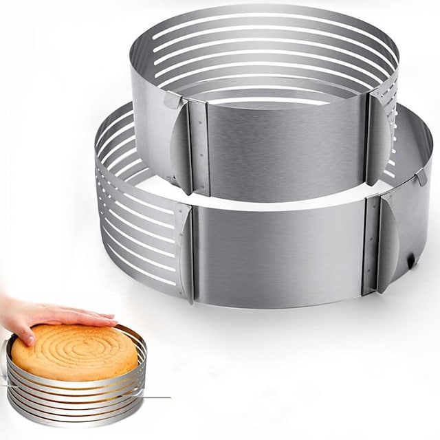 2pcs adjustable layer cake slicer 9"-12" and 6"-8" stainless steel multi layered ring circular cutter baking tool kit mousse mould for women wedding christmas mothers day gift (cake slicer) #8214158