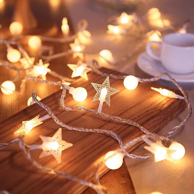 Ramadan Eid Lights LED Fairy String Lights Star Small Bulb 1.5M-10LEDs 3M-20LEDs 6M-40LEDs Battery or USB Powered Wedding Christmas Bedroom Holiday Decoration Garland Lamp #8781057