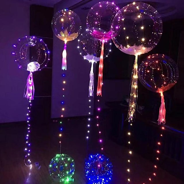 LED Balloon Luminous Transparent Bubble 4pcs LED Lights Up Silly Balloons Indoor Outdoor Decoration Birthday Party Christmas Wedding Decoration LED Lights Christams Gift for Baby Kids Without Battery #7807005