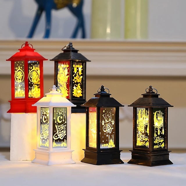 Ramadan Eid Mubarak Decoration Night Light Wooden Castle Shaped Lamp Battery Powered Islamic Muslim Festival Eid al-Fitr Home Decorations #9008718