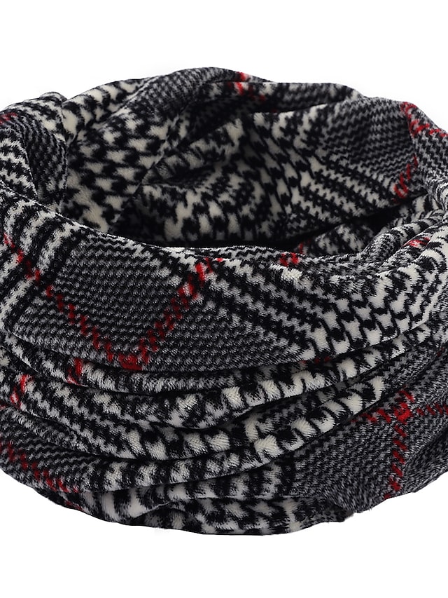 Men's Infinity Scarf Street Dailywear Sport Grey Black Scarf Plaid / Winter #8927755