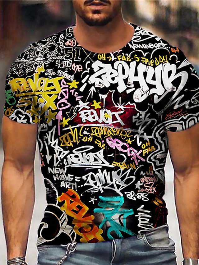 Men's Unisex Tee T shirt Shirt 3D Print Graphic Prints Letter Crew Neck Daily Holiday Print Short Sleeve Tops Casual Designer Big and Tall Black / White / Summer #8720905