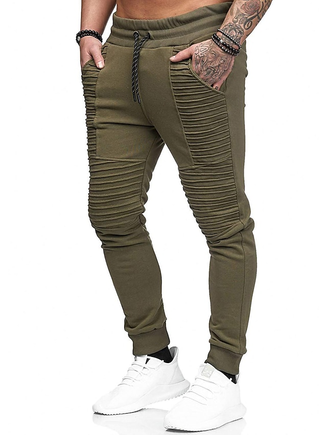 Men's Sweatpants Athletic Chinos Sweatpants Drawstring Full Length Pants Daily Leisure Sports Micro-elastic Plain Solid Color Cotton Blend Mid Waist Army Green Black Light gray Dark Gray Red XS S M L #8888768