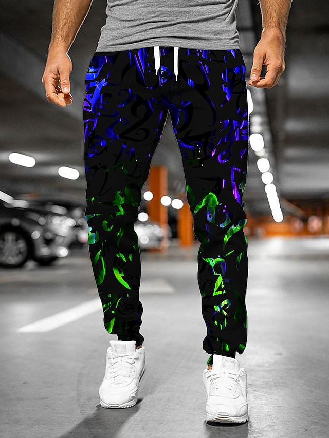 Men's Designer Casual / Sporty Jogger Sweatpants Trousers 3D Print Drawstring Elastic Waist Full Length Pants Casual Daily Micro-elastic Graphic Color Block Outdoor Sports Mid Waist Black S M L XL XXL #8950921