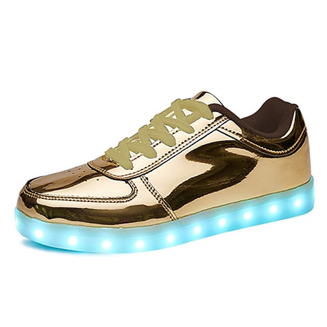 Men's Sneakers LED Shoes Daily Walking Shoes PU Height-increasing Booties / Ankle Boots Silver Gold White Spring #8684494