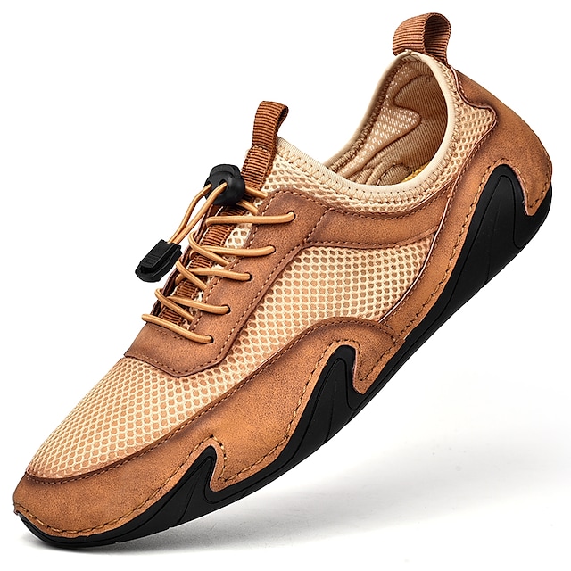 Men's Sneakers Sporty Casual Daily Outdoor Running Shoes Walking Shoes Nappa Leather Cowhide Breathable Handmade Non-slipping Booties / Ankle Boots Black Green Brown Spring Summer #8565274