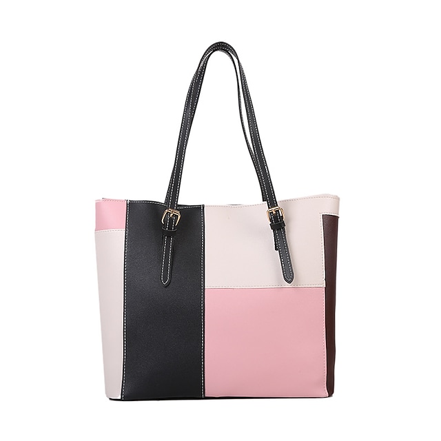 on the new korean version of the contrast color large-capacity tote bag women's fashion out of the hand shopping bag women's bag western style shoulder bag #8994678