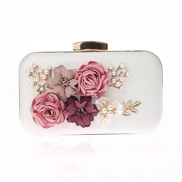 Women's Evening Bag Chain Bag Bridal Purse Evening Bag Polyester Chain Flower Plain Party / Evening Daily White Black Pink Gold #8958884