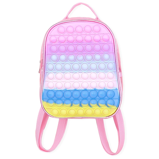 Unisex Backpack Kids' Bag Rubber Zipper Solid Color Daily Outdoor Pink Rainbow #8954287