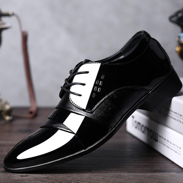 Men's Loafers & Slip-Ons Lace up Sequins Comfort Shoes Business Casual Classic Party & Evening Office & Career PU Waterproof Non-slipping Height-increasing Black Fall #8816299