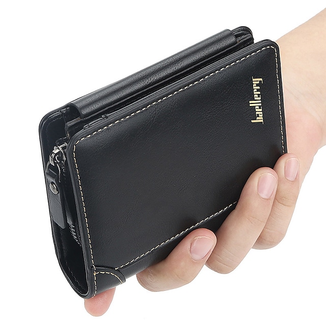 Men's Unisex Retro Wallet PU Leather Solid Color Daily Formal Office & Career Dark Brown Black Coffee #8768710