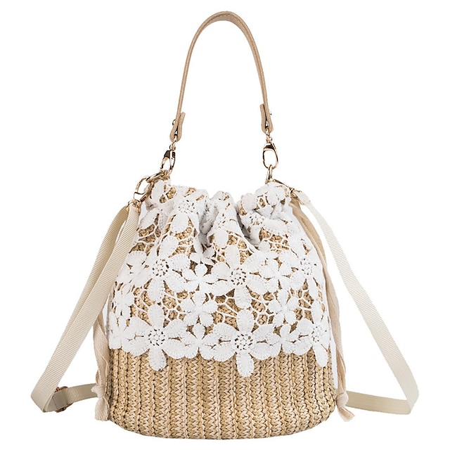 ins fresh straw bucket 2019 small bag summer new fairy rattan beach holiday portable messenger bag #8973078