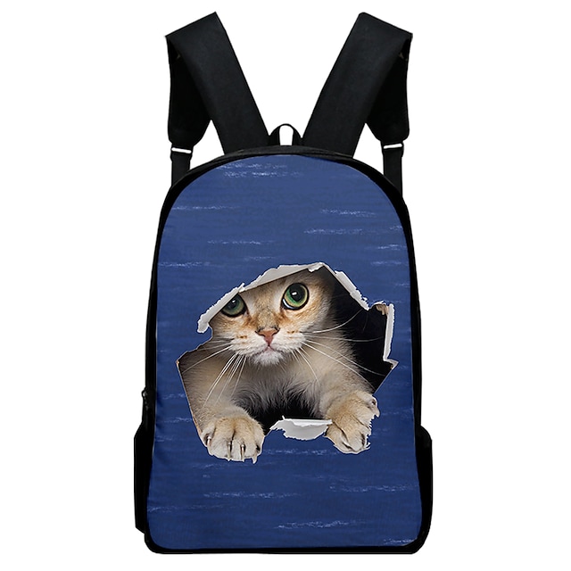 Unisex Backpack School Bag Commuter Backpack Oxford Cloth Canvas Cat Animal Large Capacity Cushion Zipper School Daily Sillver Gray Wine Blue Black Army Green #8549795