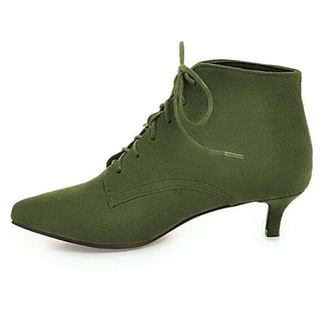 Women's Boots Plus Size Booties Ankle Boots Kitten Heel Pointed Toe Classic Daily Suede Microfiber Lace-up Winter Solid Colored Green Black Red / Booties / Ankle Boots / Booties / Ankle Boots #6938801