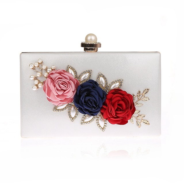 Women's Retro Evening Bag Chain Bag Evening Bag Polyester Chain Flower Plain Party / Evening Daily White #8964224