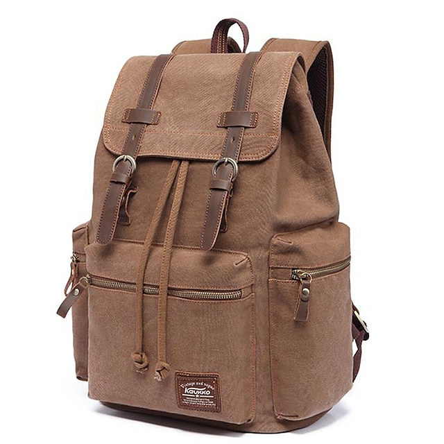 Unisex Backpack Rucksack Commuter Backpack Canvas Solid Color Large Capacity Zipper School Daily Black Gray Army Green Khaki Coffee #8535216