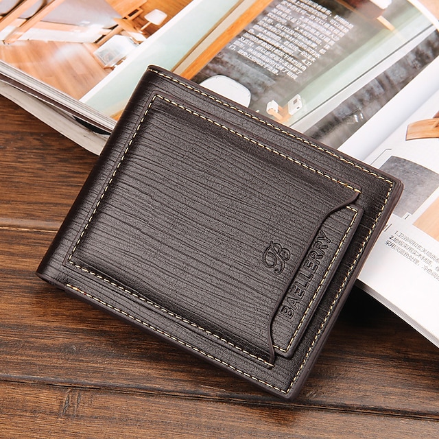 Men's Wallet PU Leather Embossed Solid Color Daily Office & Career Black Dark Coffee #9025542