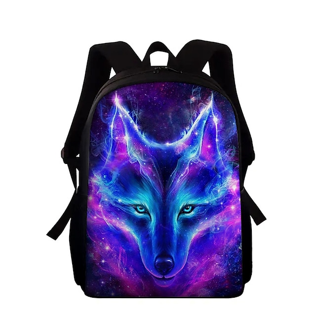 Unisex School Bag Commuter Backpack 3D Oxford 300D 3D Print Wolf Large Capacity Zipper Print School Daily Black #8903846