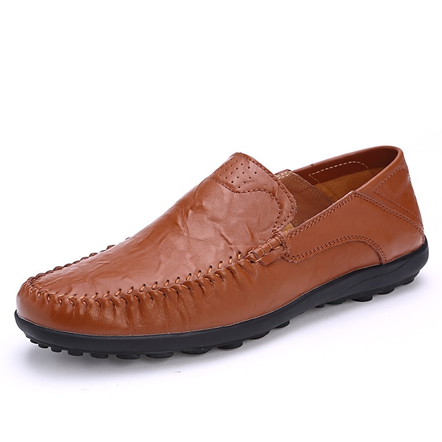 new men's casual business leather shoes, fashionable all-match loafers, comfortable and breathable men's leather shoes, convenient one-step #8565420