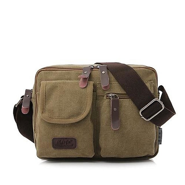 Men's Canvas Bag Messenger Bag Shoulder Messenger Bag Crossbody Bag Canvas Vintage Daily Green Black Khaki Coffee #1006464