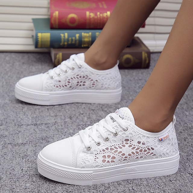 2021 new canvas shoes women's summer ins dad shoes women's european and american lace foreign trade mesh single shoes large size #8984885