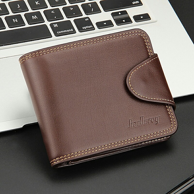 Men's Wallet PU Leather Polyester Embossed Solid Color Daily Office & Career Black Dark Coffee #9025531