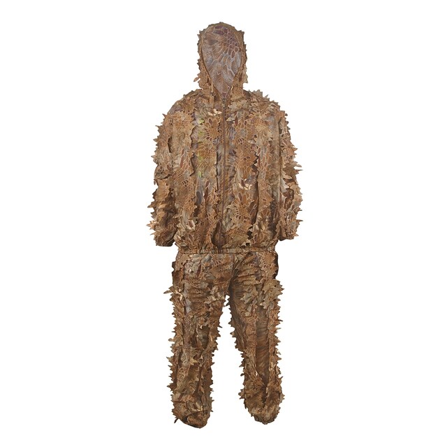 Men's Ghillie Hunting Suit Hunting Jacket with Pants Outdoor Waterproof Ventilation Wearproof Comfortable Fall Spring Camo / Camouflage Polyester Camouflage / 2pcs #8565447