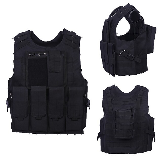 Men's Military Tactical Vest Airsoft Vest Outdoor Waterproof Ventilation Adjustable Size Wearable Fall Spring Summer Solid Colored Nylon Black #8521746