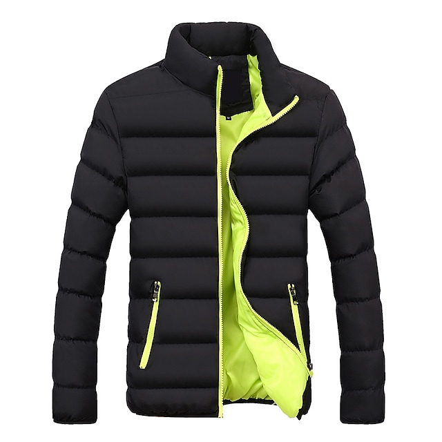 Men's Sports Puffer Jacket Hiking Windbreaker Winter Outdoor Thermal Warm Windproof Fleece Lining Quick Dry Outerwear Winter Jacket Trench Coat Skiing Ski / Snowboard Fishing Black gray Black orchid #8766923