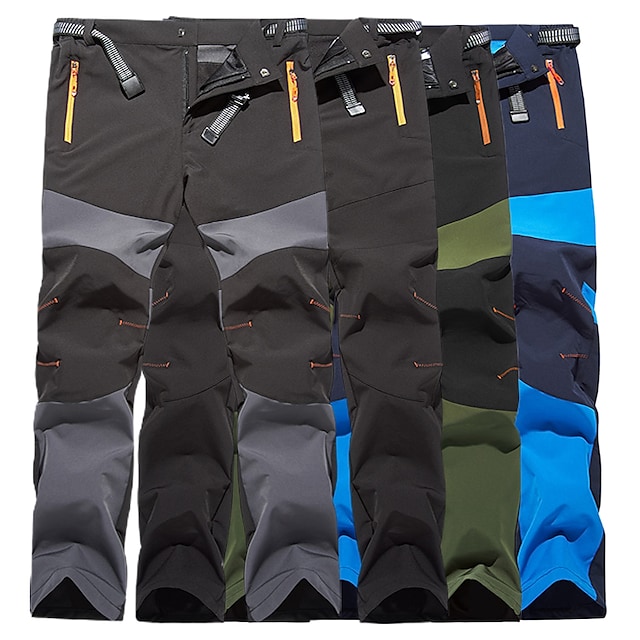 Men's Water-Resistant Pants Trousers Hiking Tactical Cargo Pants Outdoor Breathable Quick Dry Stretch Lightweight Zipper Pocket Elastic Waist Bottoms Blue Grey Black Climbing Camping Sport Pants #8203464