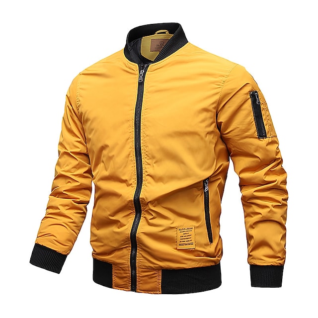 Men's Bomber Jacket Hiking Windbreaker Military Tactical Jacket Winter Outdoor Thermal Warm Windproof Quick Dry Lightweight Outerwear Coat Top Skiing Ski / Snowboard Fishing Blue Yellow Black Army #8748604