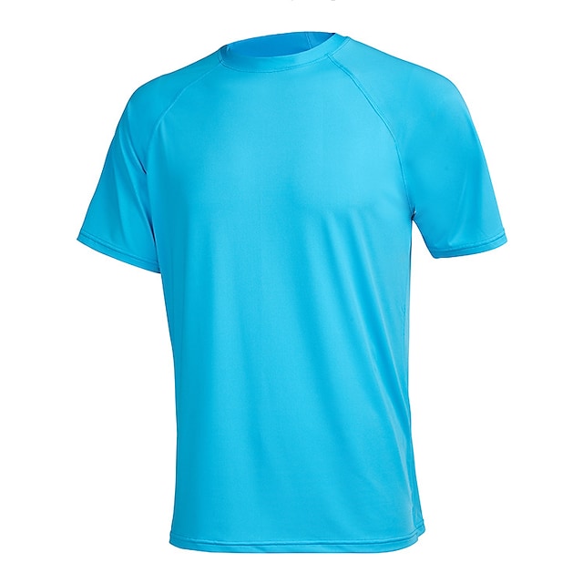 Men's Rash Guard Spandex Sun Shirt Swim Shirt UV Sun Protection Breathable Quick Dry Stretchy Short Sleeve Swimming Surfing Beach Water Sports Solid Colored Summer / Lightweight #8641918