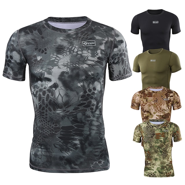 Men's Running T-Shirt Hunting T-shirt Tee shirt Camouflage Hunting T-shirt Camo Short Sleeve Outdoor Summer Ultra Light (UL) Ventilation Fast Dry Quick Dry Top Polyester Camping / Hiking Hunting #8512034