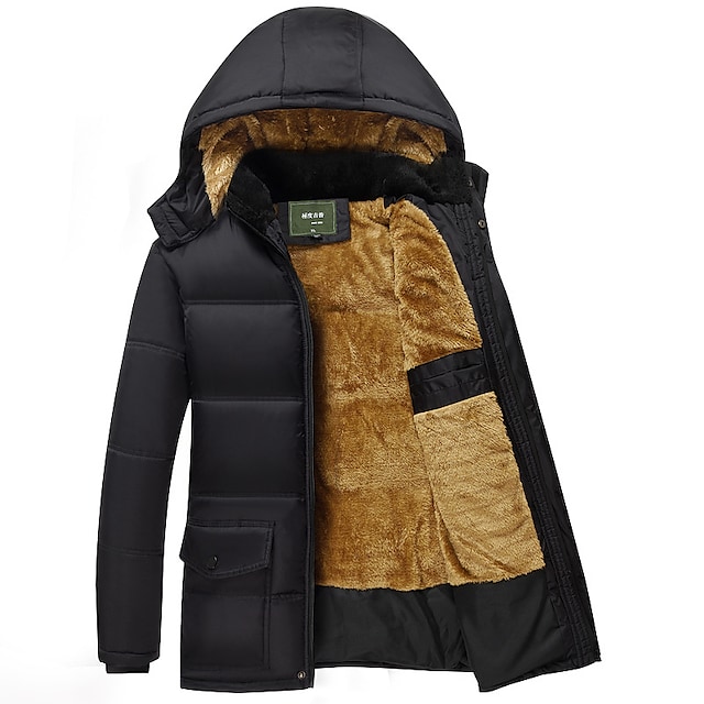 men's fleece jacket winter puffer padded jacket thicken military tactical jackets warm jackets detachable hooded windbreaker coats top parka fleece lining multi pockets casual outerwear #8907267