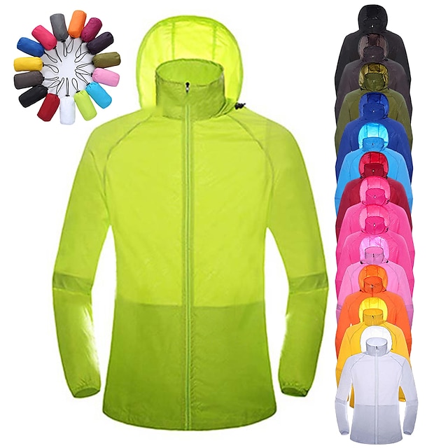 Men's Women's Rain Jacket Hiking Skin Jacket Hiking Windbreaker Summer Outdoor Solid Color Packable UV Sun Protection Quick Dry Lightweight Outerwear Jacket Top Hunting Fishing Climbing Sapphire #8488242