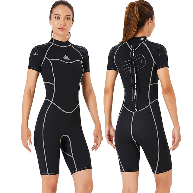 Dive&Sail Women's Shorty Wetsuit 1.5mm SCR Neoprene Diving Suit Quick Dry Stretchy Short Sleeve Back Zip - Swimming Diving Surfing Scuba Solid Color Autumn / Fall Spring Summer #8514107