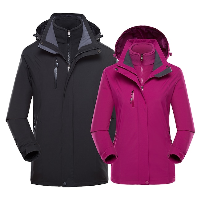 Women's Hoodie Jacket Hiking Jacket Hiking 3-in-1 Jackets Winter Outdoor Solid Color Thermal Warm Waterproof Windproof Multi-Pockets Outerwear 3-in-1 Jacket Winter Jacket Single Slider Hunting Ski #8874598