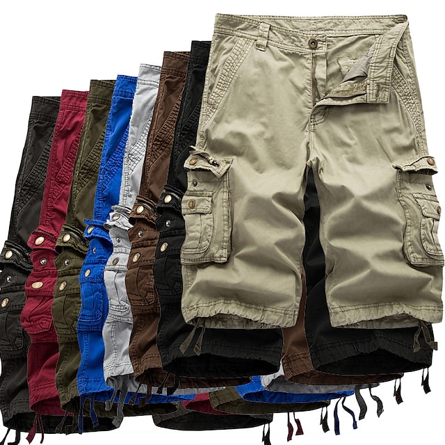 Men's Hiking Cargo Shorts Tactical Shorts Ventilation Wearproof Soft Summer Solid Colored Cotton for Fishing Hiking Outdoor Exercise White gray Dark Gray khaki 30 31 32 34 36 #8584652