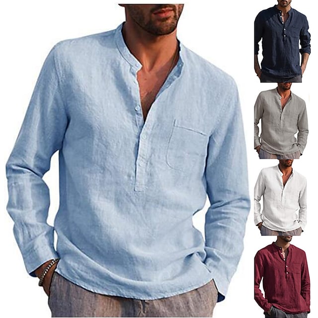 Men's Henley Shirt Hiking Tee shirt Hiking Shirt / Button Down Shirts Top Long Sleeve Casual Beach Men's Clothing Large Chemise Outdoor Breathable Lightweight Summer Hunting Fishing Climbing #8999642